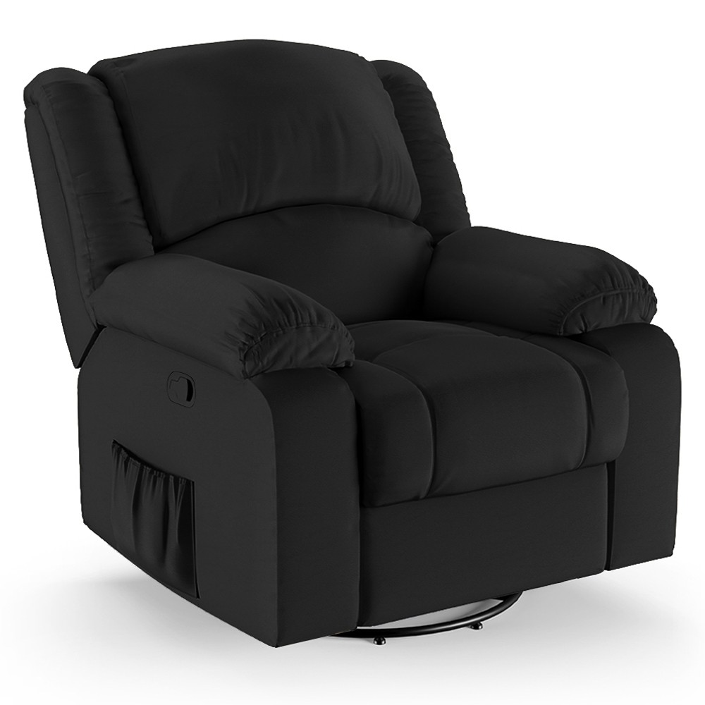 Poltrona do Papai Reclinável Pietra Glider Giratória FH9 PU Preto - Mpozenato