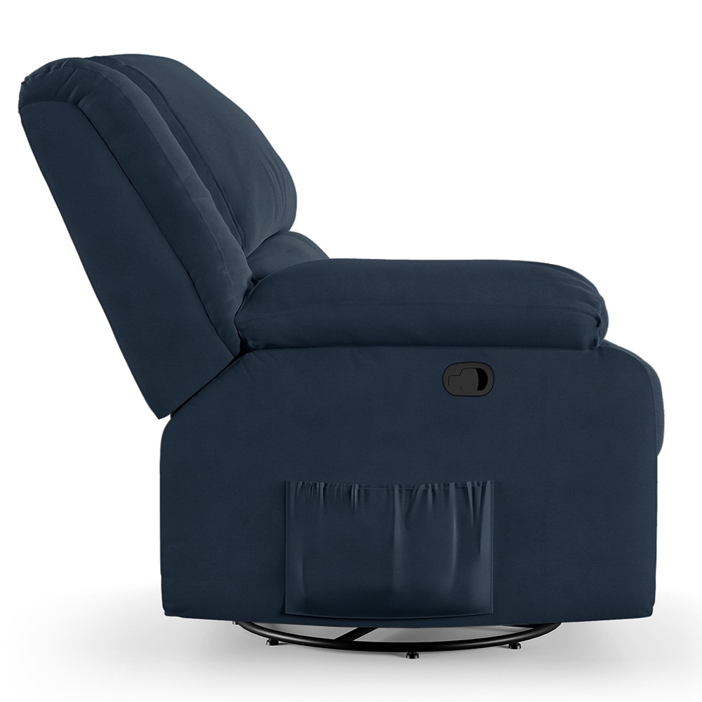 Poltrona do Papai Reclinável Pietra Glider Giratória FH9 Veludo Azul - Mpozenato