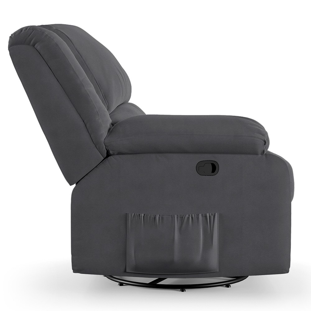 Poltrona do Papai Reclinável Pietra Glider Giratória FH9 Veludo Cinza - Mpozenato