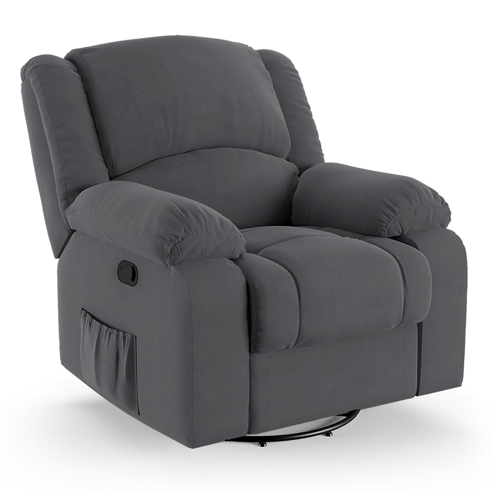 Poltrona do Papai Reclinável Pietra Glider Giratória FH9 Veludo Cinza - Mpozenato