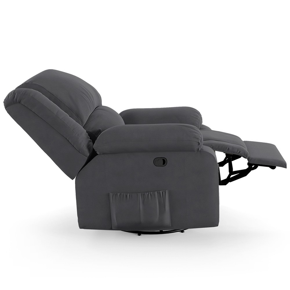 Poltrona do Papai Reclinável Pietra Glider Giratória FH9 Veludo Cinza - Mpozenato