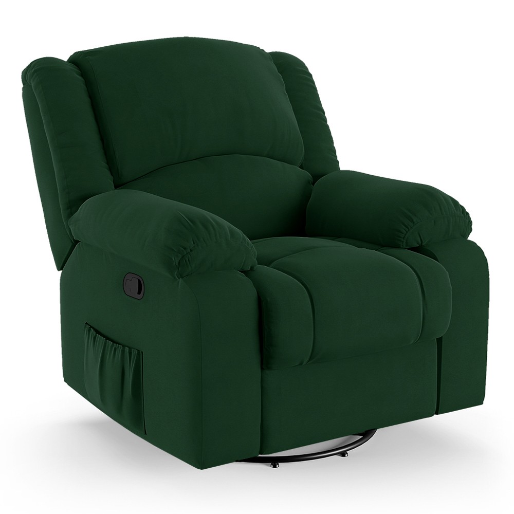 Poltrona do Papai Reclinável Pietra Glider Giratória FH9 Veludo Verde - Mpozenato