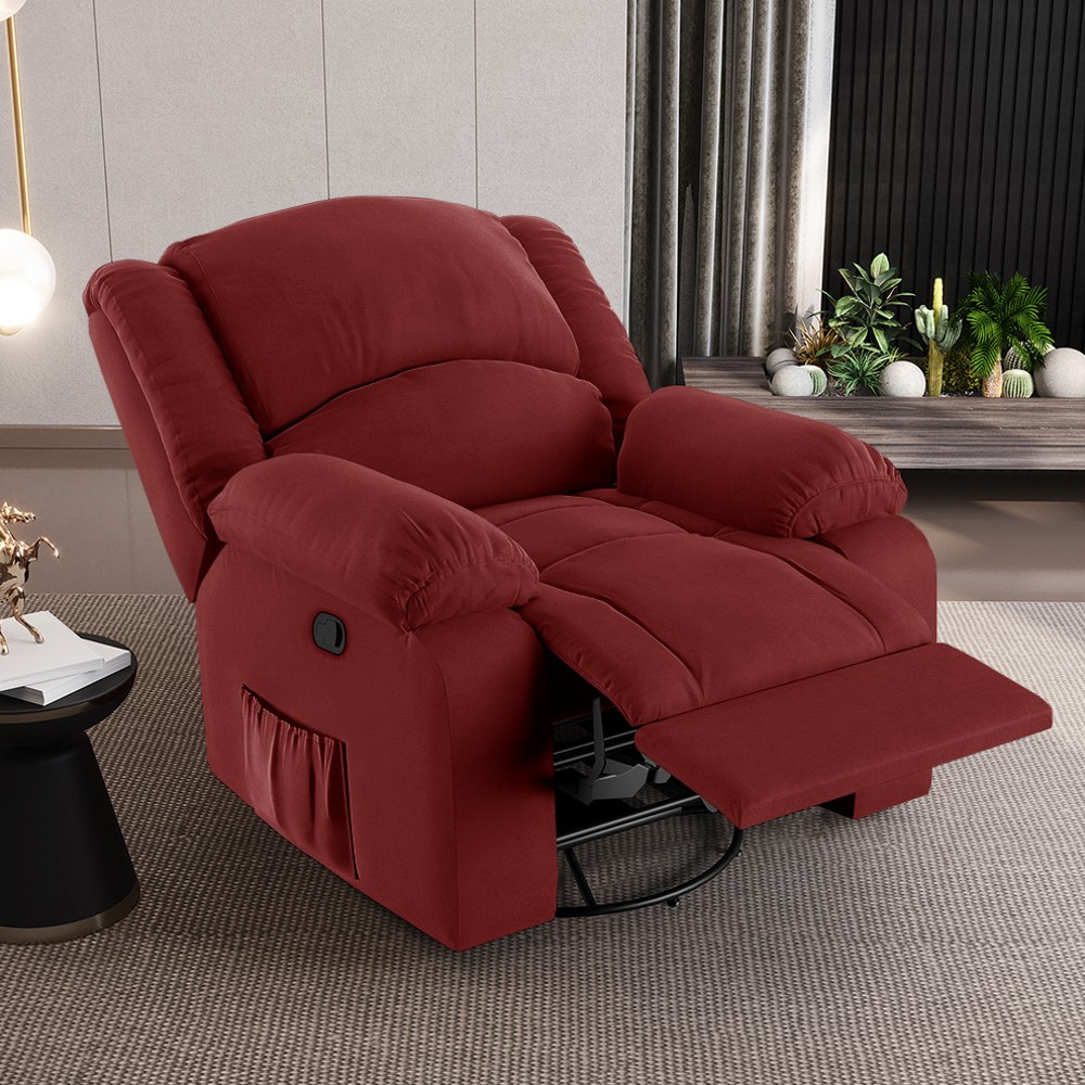 Poltrona do Papai Reclinável Pietra Glider Giratória FH9 Veludo Vermelho - Mpozenato