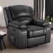 Poltrona do Papai Reclinável Pietra Glider Giratória Massagem FH9 PU Preto Brilho - Mpozenato