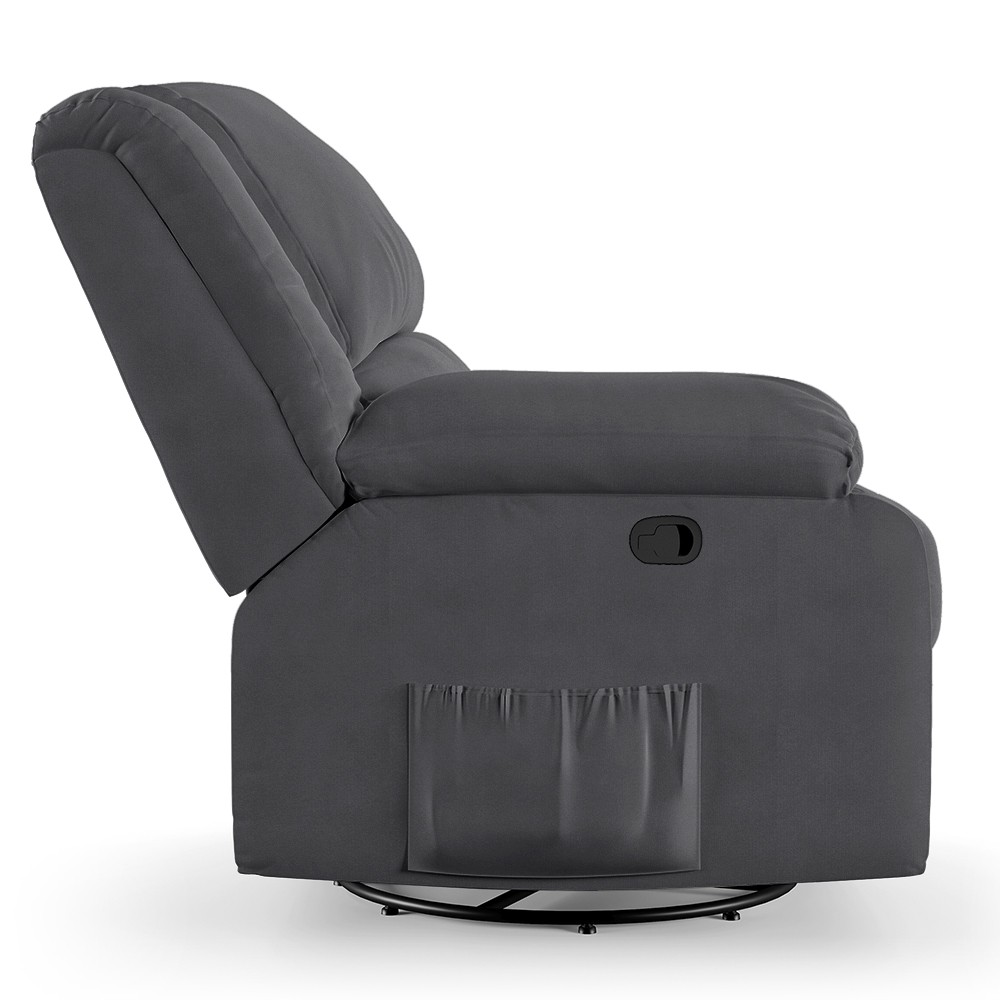 Poltrona do Papai Reclinável Pietra Glider Giratória Massagem FH9 Veludo Cinza - Mpozenato