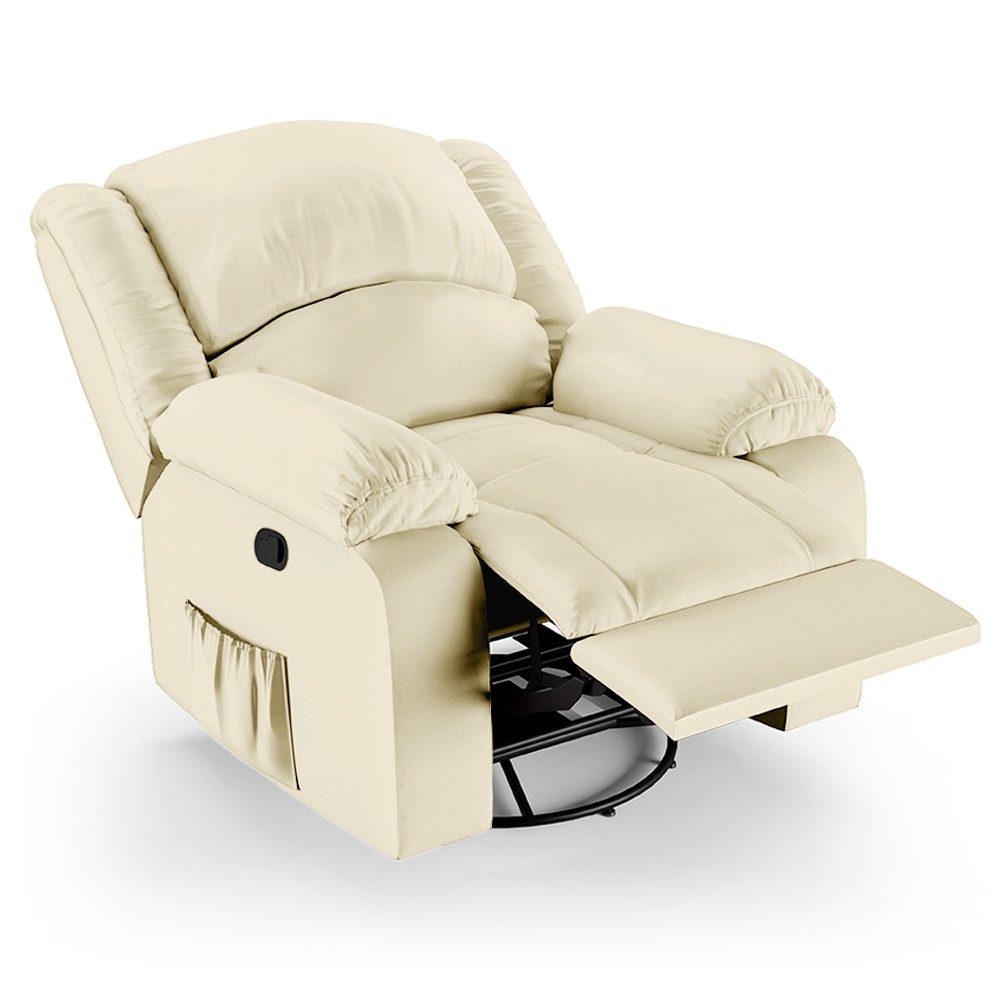 Poltrona do Papai Reclinável Pietra Glider Giratória USB FH9 PU Bege - Mpozenato