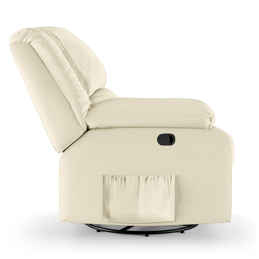 Poltrona do Papai Reclinável Pietra Glider Giratória USB FH9 PU Bege - Mpozenato