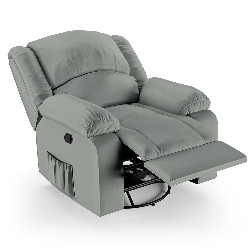 Poltrona do Papai Reclinável Pietra Glider Giratória USB FH9 PU Cinza - Mpozenato