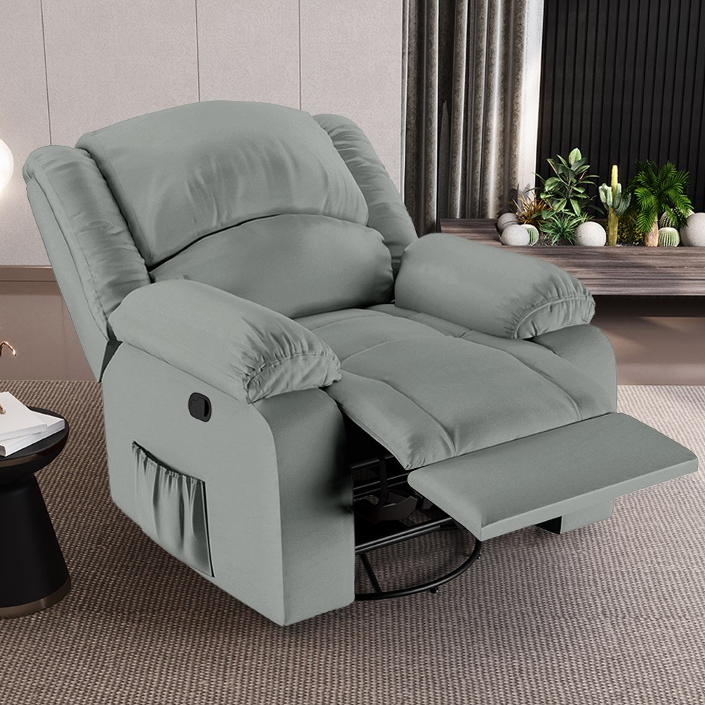 Poltrona do Papai Reclinável Pietra Glider Giratória USB FH9 PU Cinza - Mpozenato