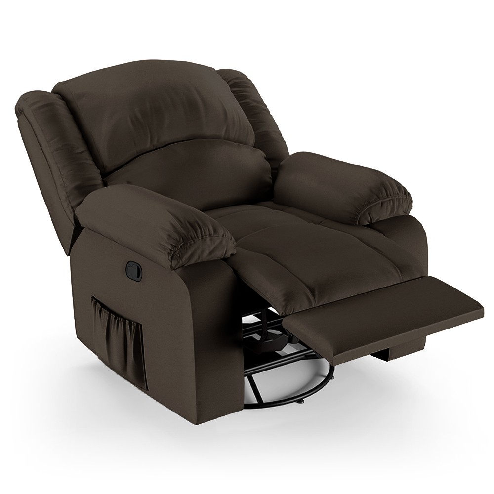 Poltrona do Papai Reclinável Pietra Glider Giratória USB FH9 PU Marrom - Mpozenato