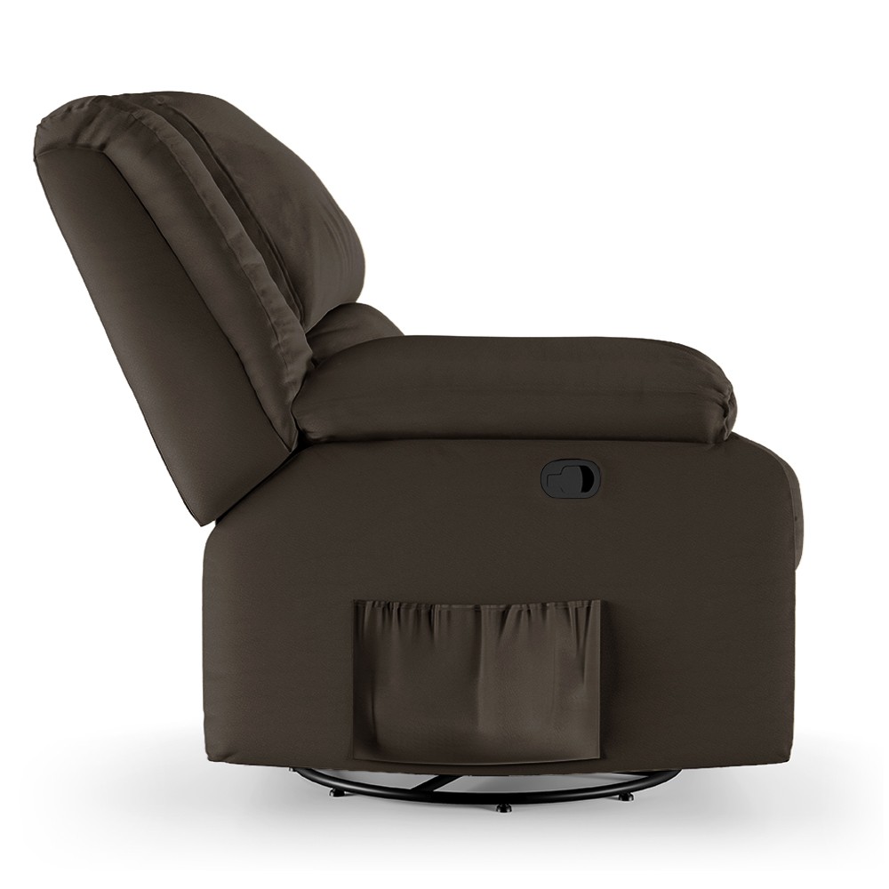 Poltrona do Papai Reclinável Pietra Glider Giratória USB FH9 PU Marrom - Mpozenato