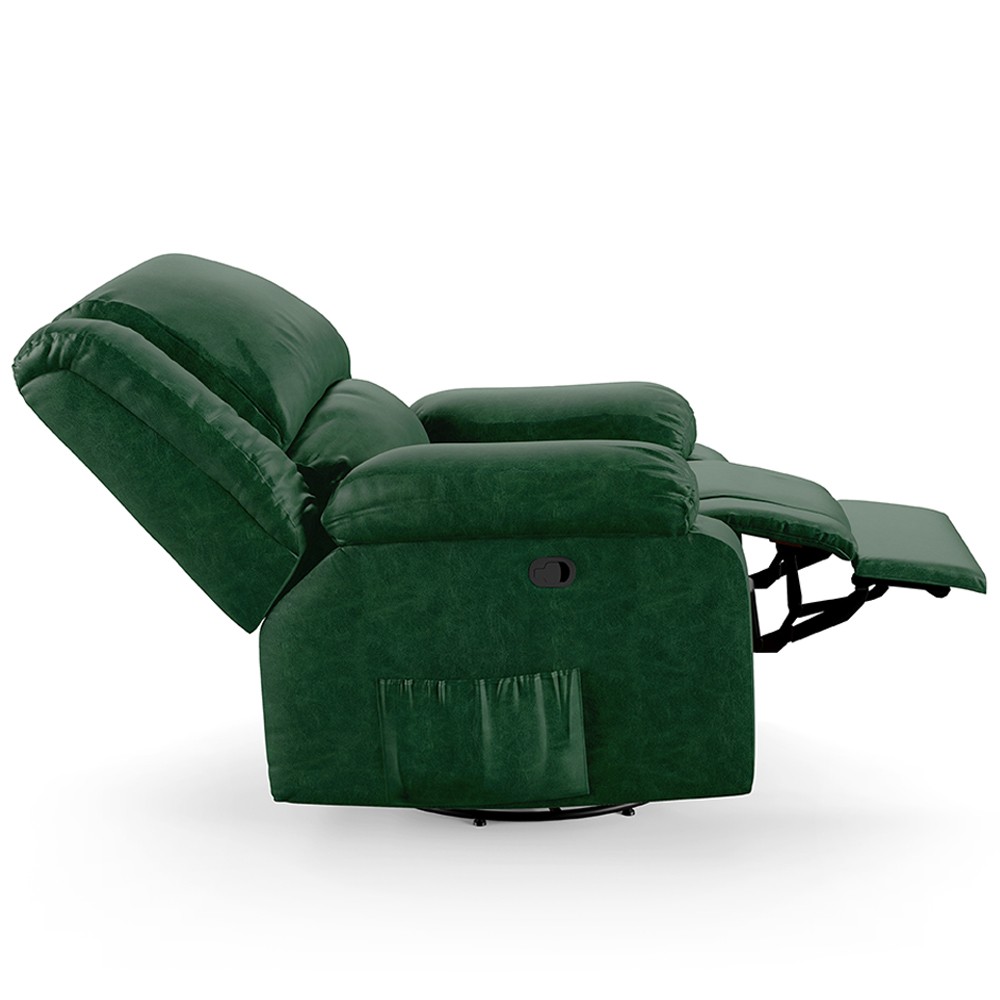 Poltrona do Papai Reclinável Pietra Glider Giratória USB FH9 PU Verde Musgo - Mpozenato