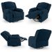 Poltrona do Papai Reclinável Pietra Glider Giratória USB FH9 Veludo Azul - Mpozenato