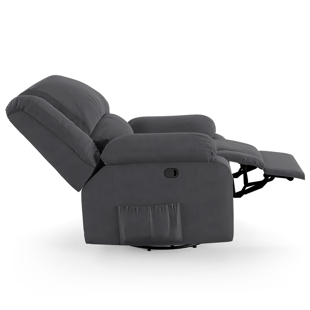 Poltrona do Papai Reclinável Pietra Glider Giratória USB FH9 Veludo Cinza - Mpozenato