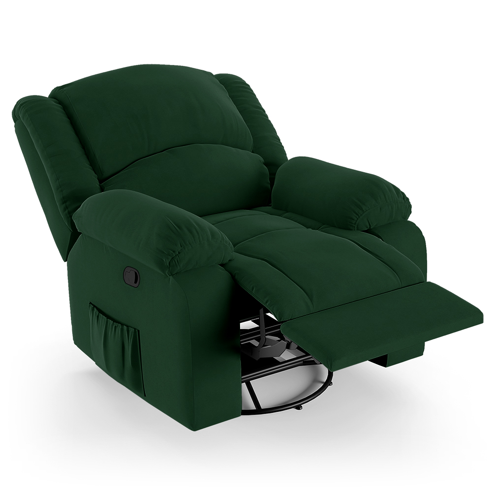 Poltrona do Papai Reclinável Pietra Glider Giratória USB FH9 Veludo Verde - Mpozenato