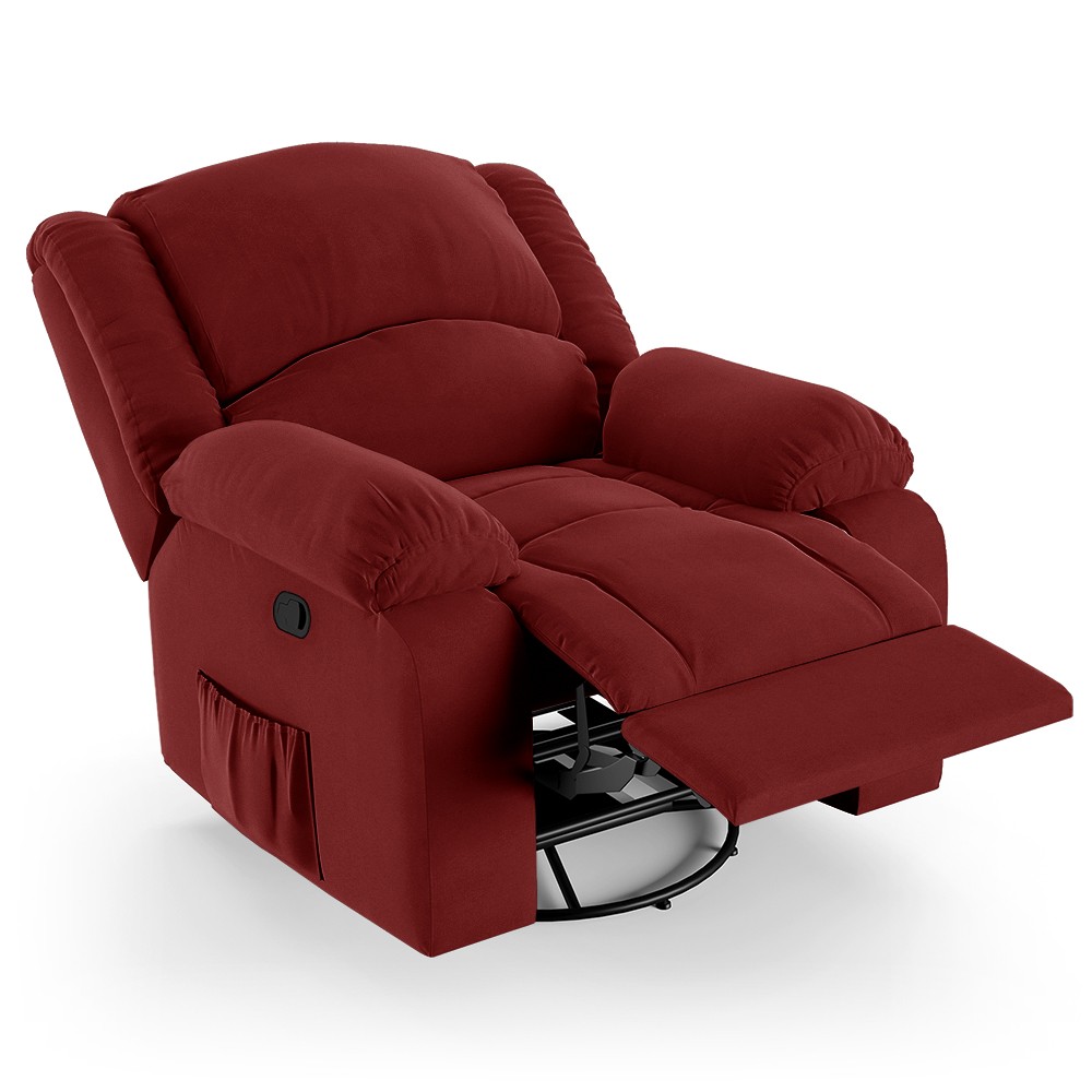 Poltrona do Papai Reclinável Pietra Glider Giratória USB FH9 Veludo Vermelho - Mpozenato