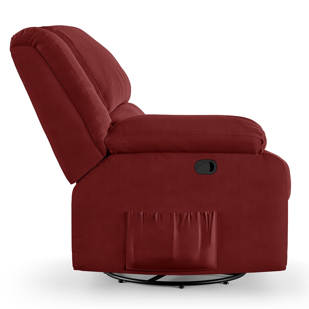 Poltrona do Papai Reclinável Pietra Glider Giratória USB FH9 Veludo Vermelho - Mpozenato