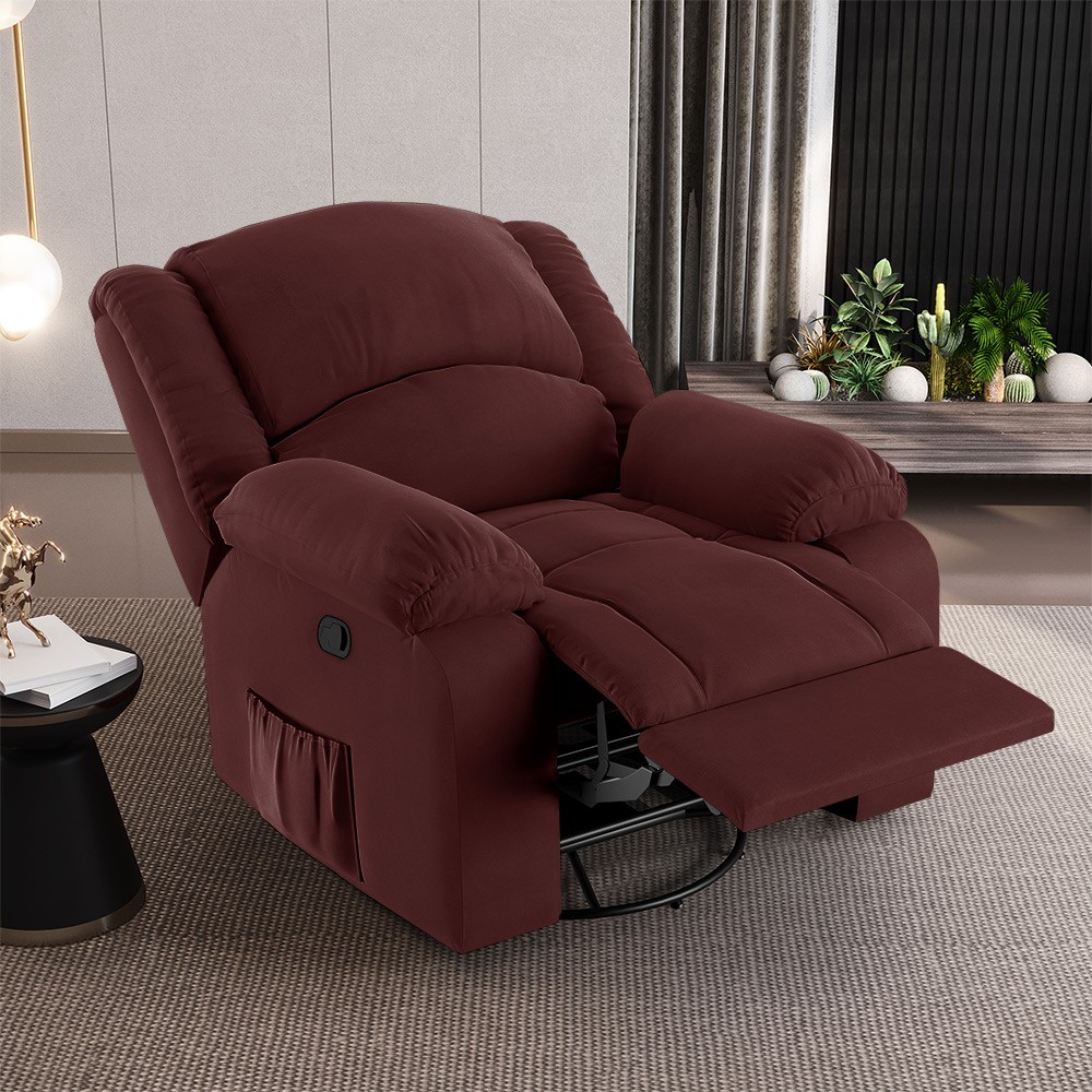 Poltrona do Papai Reclinável Pietra Glider Giratória USB FH9 Veludo Vinho - Mpozenato