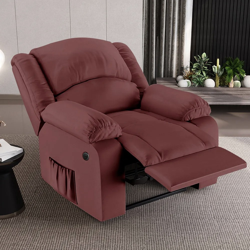 Poltrona do Papai Reclinável Pietra Power Elétrica FH9 PU Vermelho - Mpozenato