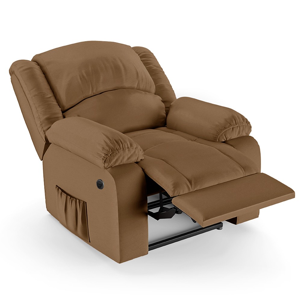 Poltrona do Papai Reclinável Pietra Power Elétrica Massagem FH9 PU Caramelo - Mpozenato