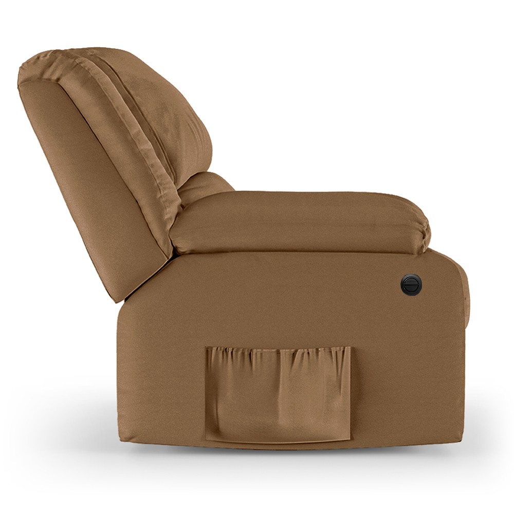 Poltrona do Papai Reclinável Pietra Power Elétrica Massagem FH9 PU Caramelo - Mpozenato