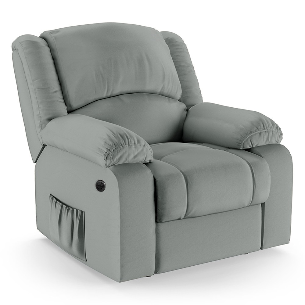 Poltrona do Papai Reclinável Pietra Power Elétrica Massagem FH9 PU Cinza - Mpozenato