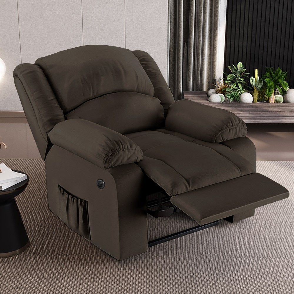 Poltrona do Papai Reclinável Pietra Power Elétrica Massagem FH9 PU Marrom - Mpozenato