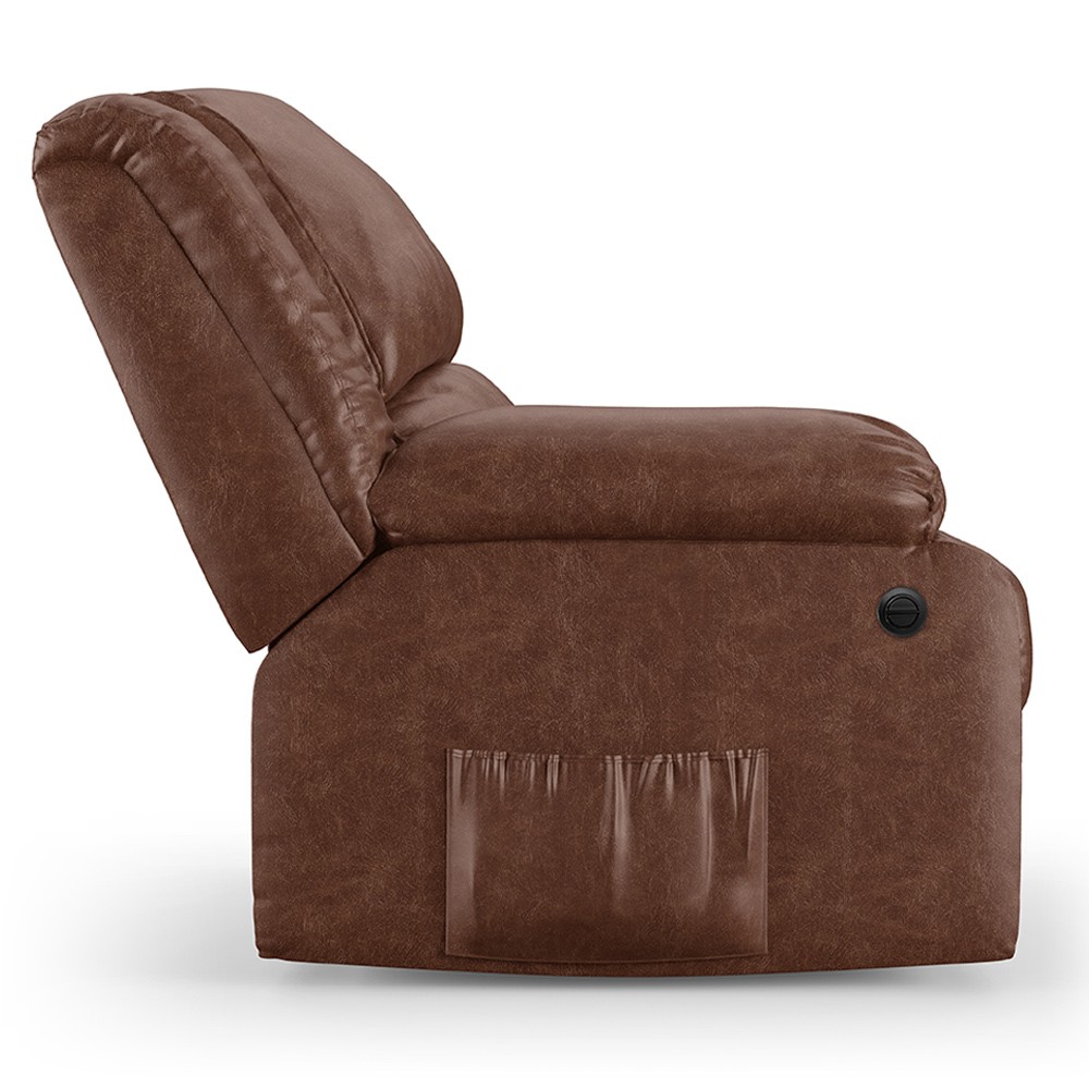 Poltrona do Papai Reclinável Pietra Power Elétrica Massagem FH9 PU Marrom Brilho - Mpozenato