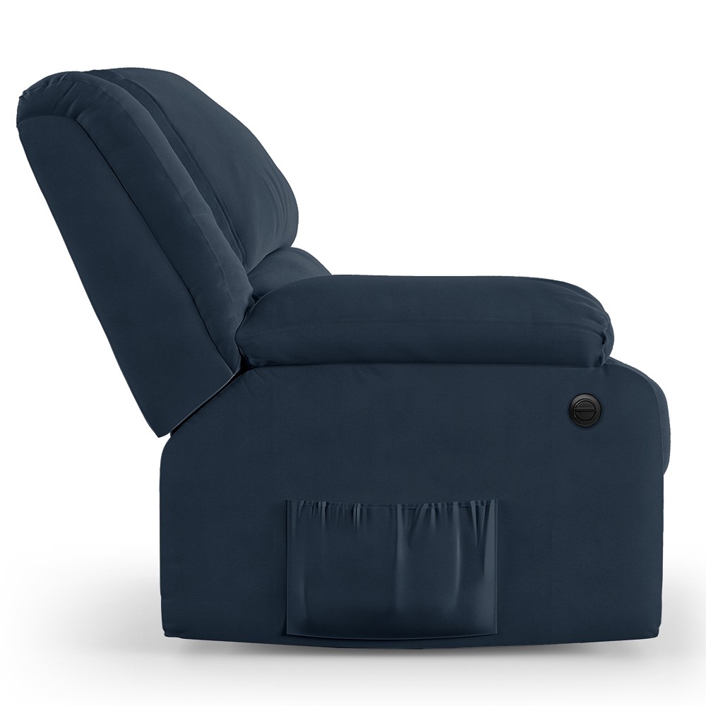 Poltrona do Papai Reclinável Pietra Power Elétrica Massagem FH9 Veludo Azul - Mpozenato