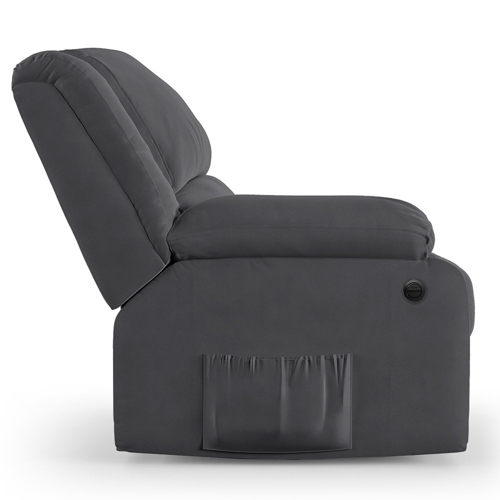 Poltrona do Papai Reclinável Pietra Power Elétrica Massagem FH9 Veludo Cinza - Mpozenato