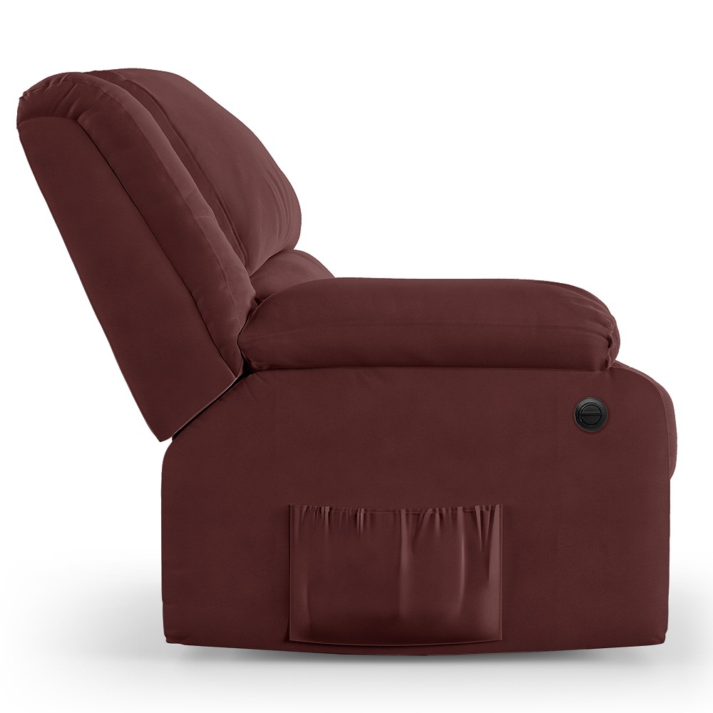 Poltrona do Papai Reclinável Pietra Power Elétrica Massagem FH9 Veludo Vinho - Mpozenato