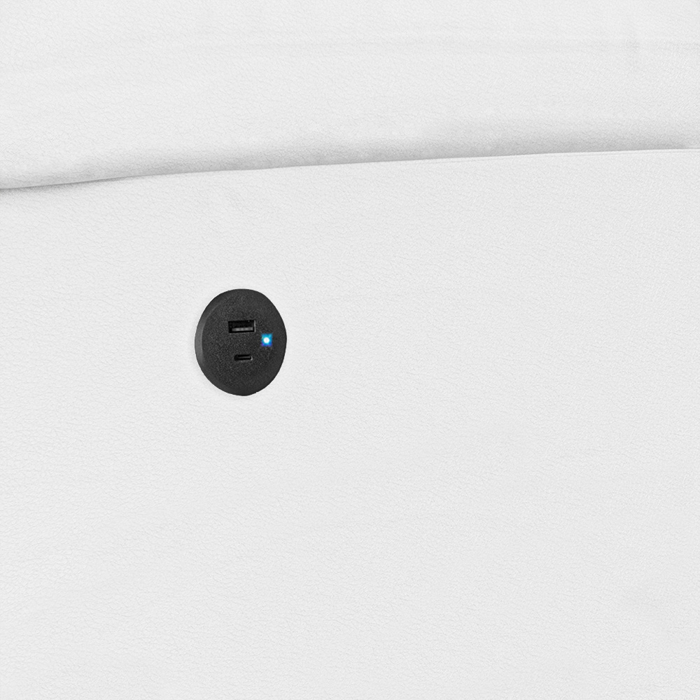 Poltrona do Papai Reclinável Pietra Power Elétrica USB FH9 PU Branco - Mpozenato