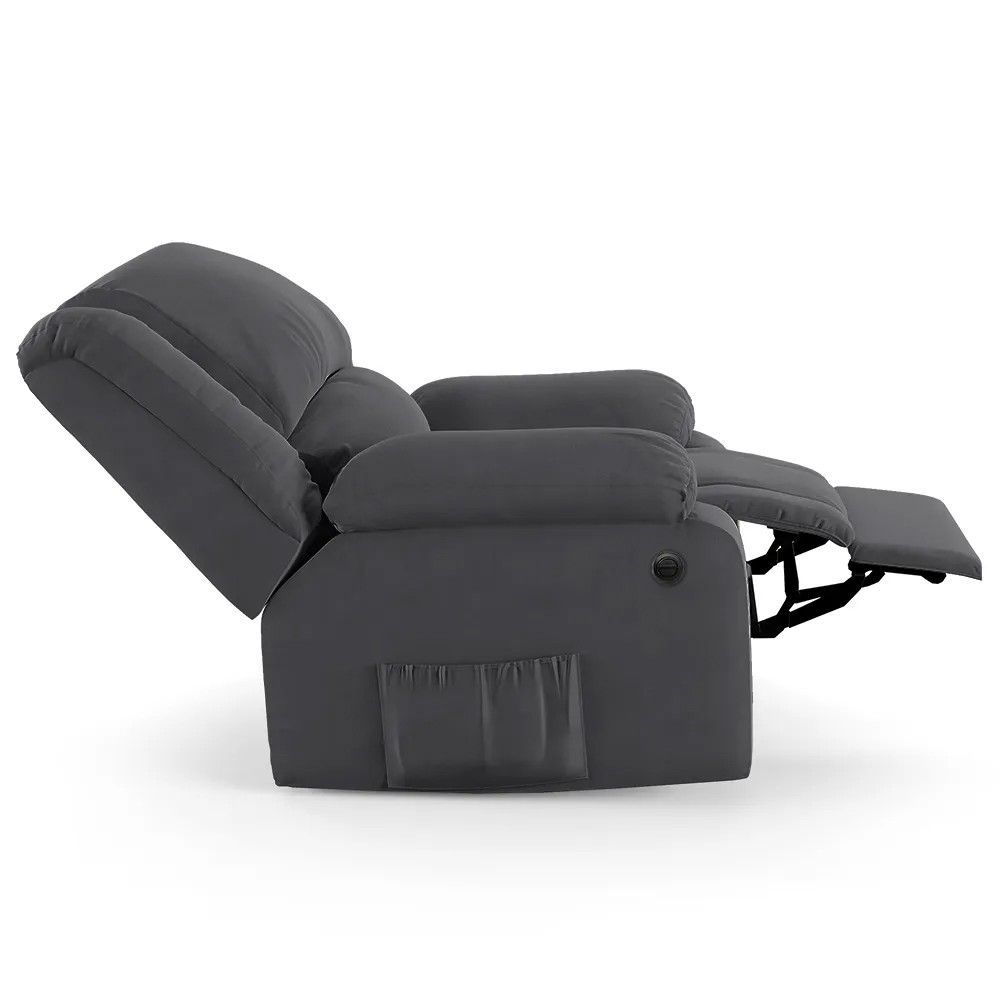 Poltrona do Papai Reclinável Pietra Power Elétrica USB FH9 Veludo Cinza - Mpozenato