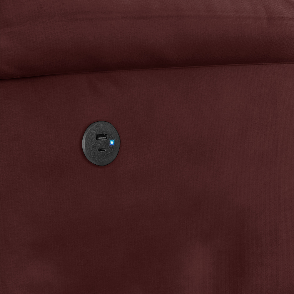Poltrona do Papai Reclinável Pietra Power Elétrica USB FH9 Veludo Vinho - Mpozenato