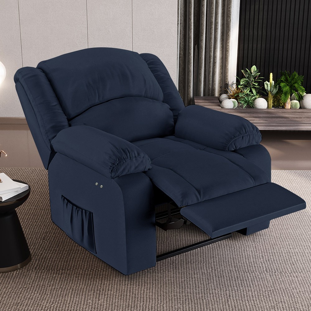 Poltrona do Papai Reclinável Pietra Power Touch FH9 PU Azul - Mpozenato