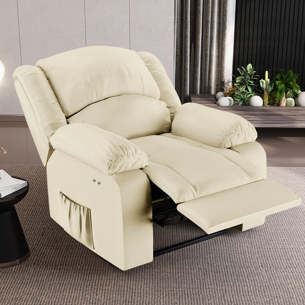 Poltrona do Papai Reclinável Pietra Power Touch FH9 PU Bege - Mpozenato