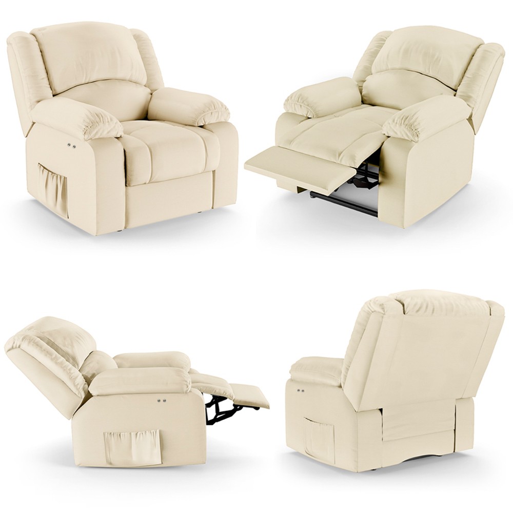 Poltrona do Papai Reclinável Pietra Power Touch FH9 PU Bege - Mpozenato
