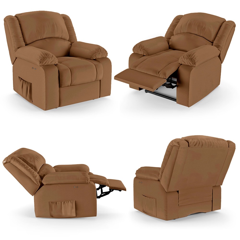 Poltrona do Papai Reclinável Pietra Power Touch FH9 PU Caramelo - Mpozenato