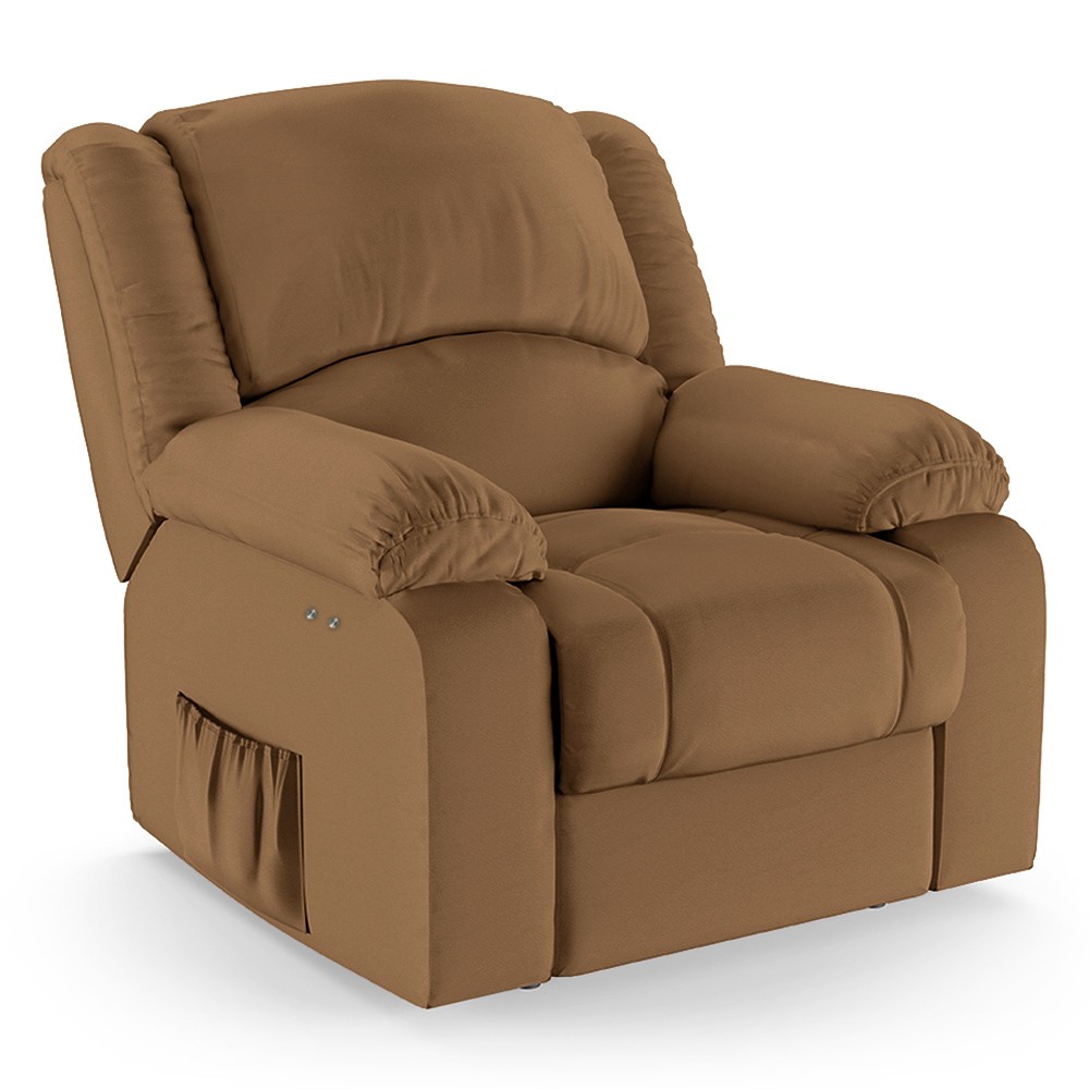 Poltrona do Papai Reclinável Pietra Power Touch FH9 PU Caramelo - Mpozenato