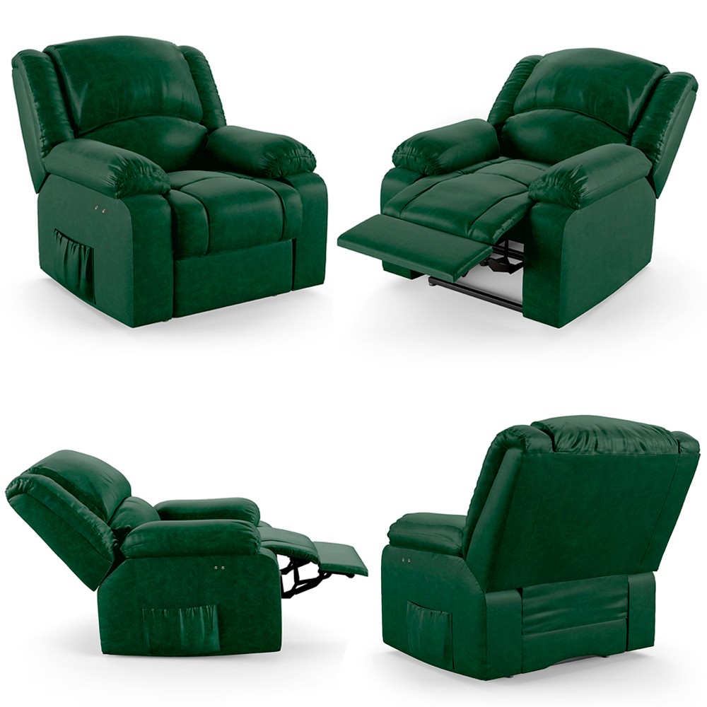 Poltrona do Papai Reclinável Pietra Power Touch FH9 PU Verde Musgo - Mpozenato