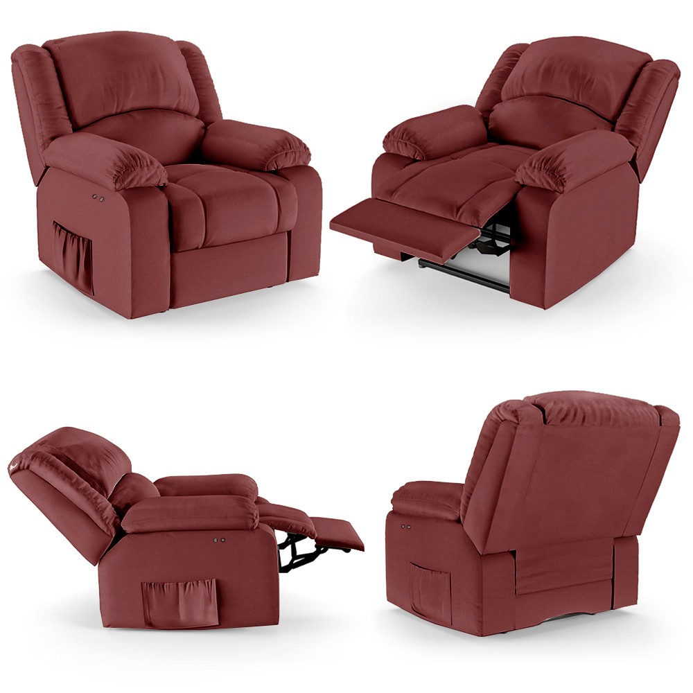 Poltrona do Papai Reclinável Pietra Power Touch FH9 PU Vermelho - Mpozenato