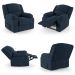 Poltrona do Papai Reclinável Pietra Power Touch FH9 Veludo Azul - Mpozenato