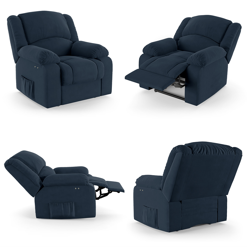 Poltrona do Papai Reclinável Pietra Power Touch FH9 Veludo Azul - Mpozenato