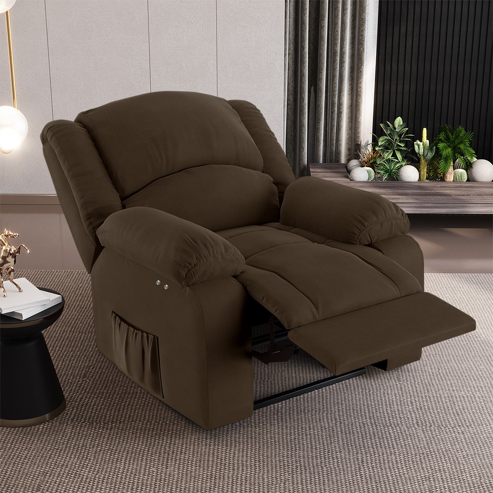 Poltrona do Papai Reclinável Pietra Power Touch FH9 Veludo Marrom - Mpozenato