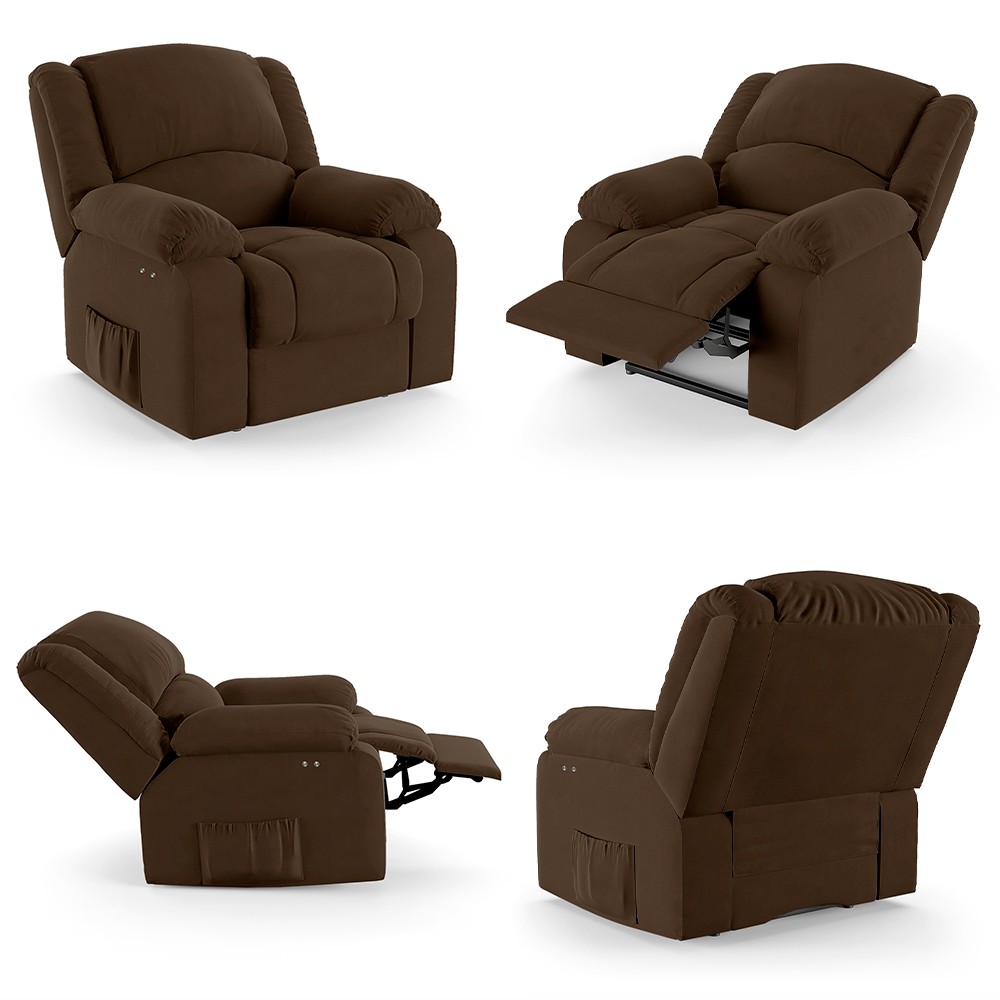 Poltrona do Papai Reclinável Pietra Power Touch FH9 Veludo Marrom - Mpozenato