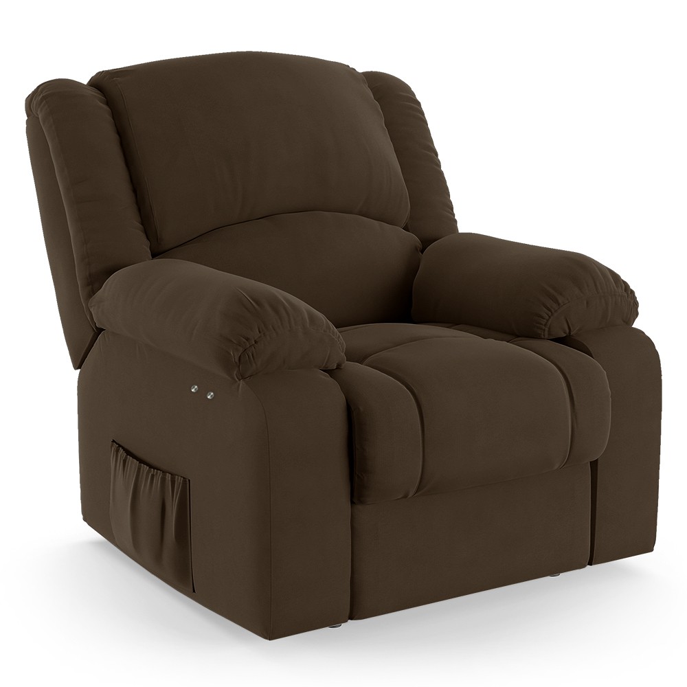 Poltrona do Papai Reclinável Pietra Power Touch FH9 Veludo Marrom - Mpozenato