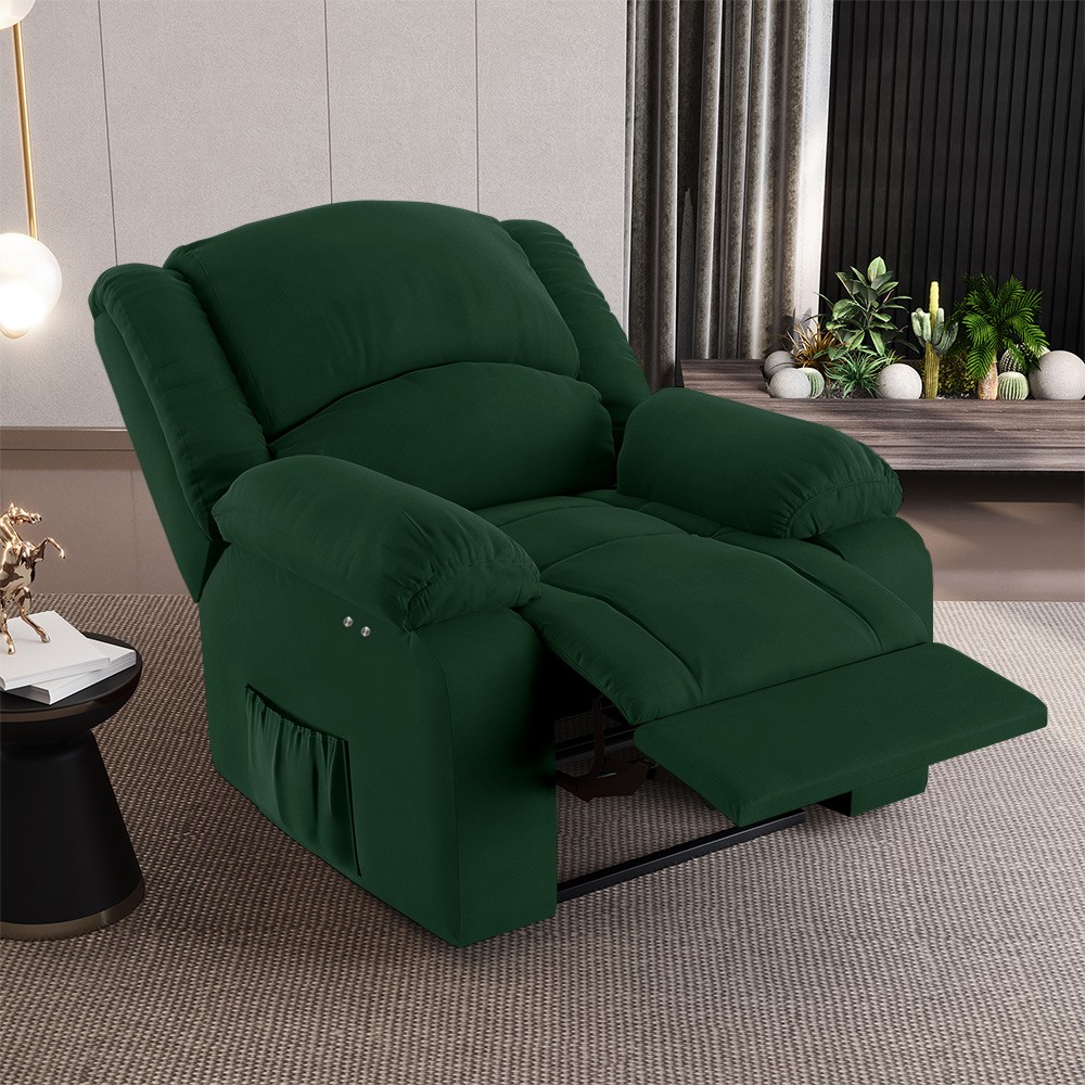 Poltrona do Papai Reclinável Pietra Power Touch FH9 Veludo Verde - Mpozenato