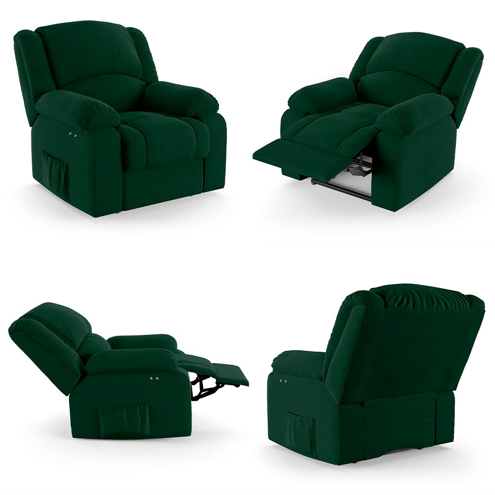 Poltrona do Papai Reclinável Pietra Power Touch FH9 Veludo Verde - Mpozenato