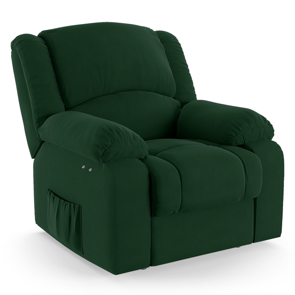 Poltrona do Papai Reclinável Pietra Power Touch FH9 Veludo Verde - Mpozenato