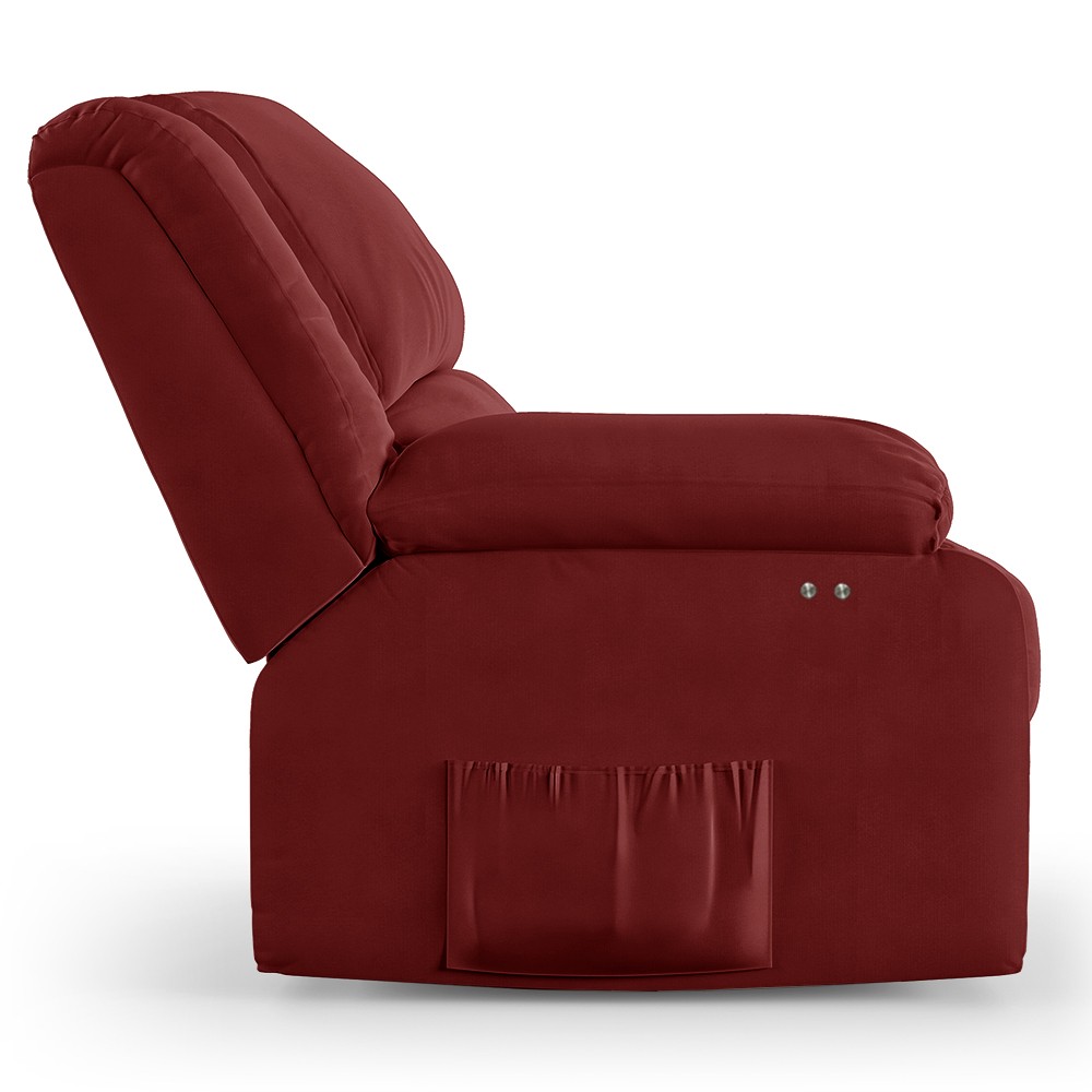 Poltrona do Papai Reclinável Pietra Power Touch USB FH9 Veludo Vermelho - Mpozenato
